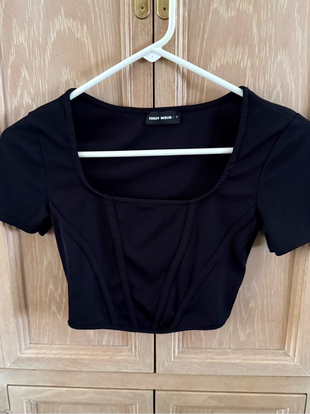 Tally Weijl - Black Square-Neck Ribbed Crop Top